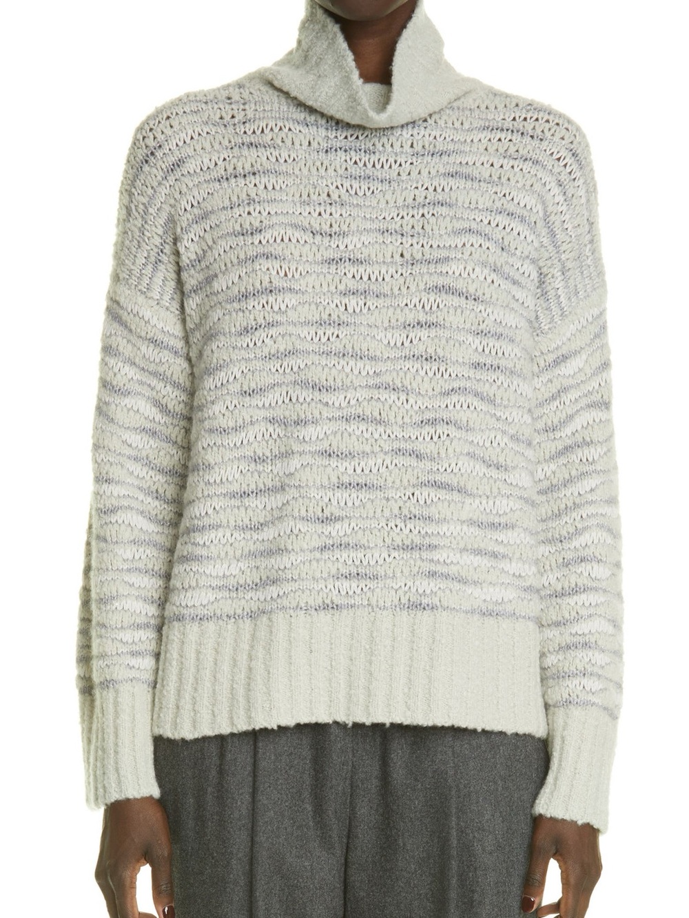 Lafayette 148 Cashmere Blend Bouclé Turtleneck Sweater Gray | S | Flawwed